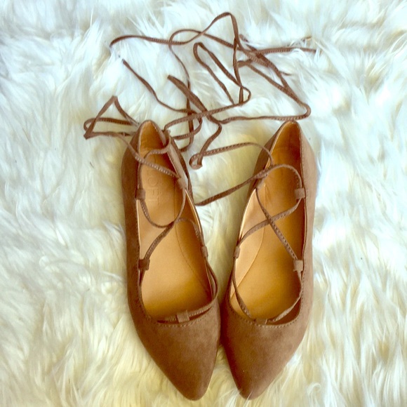LOFT Shoes - NWOT Loft Faux Suede lace Up Flats